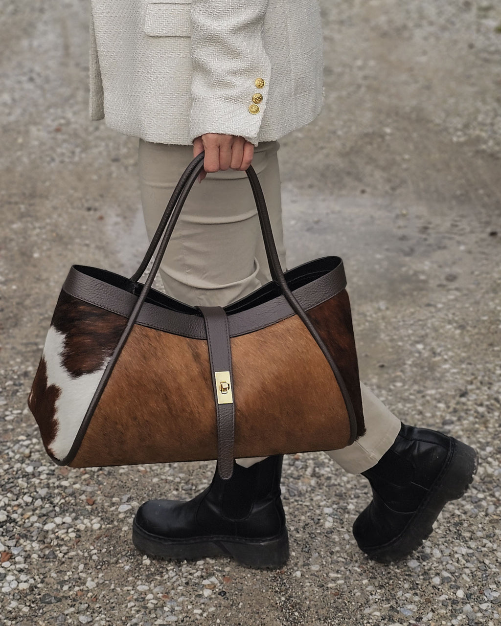 Nora in vera pelle e cavallino naturale