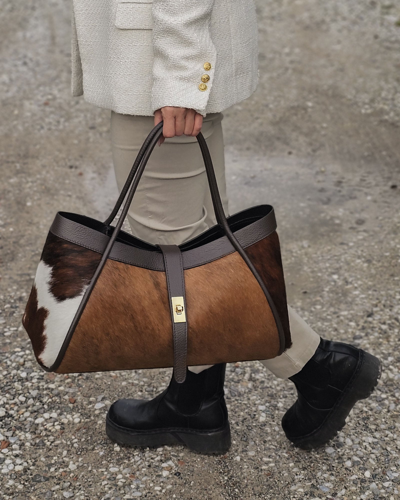 Nora in vera pelle e cavallino naturale